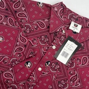 FSU Florida State Wes and Willy Bandana Print Button Up Shirt Mens Large NWT